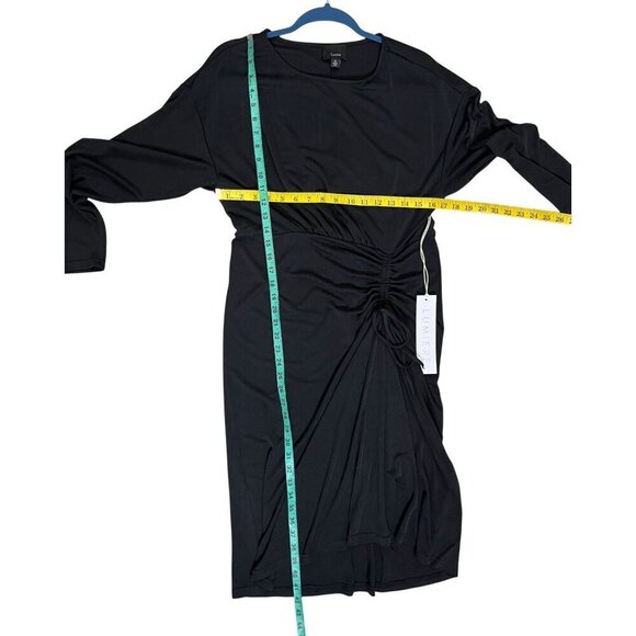 🖤 Lumière Black Long Sleeve Ruched Midi Dress | Size M | NWT - Picture 7 of 9